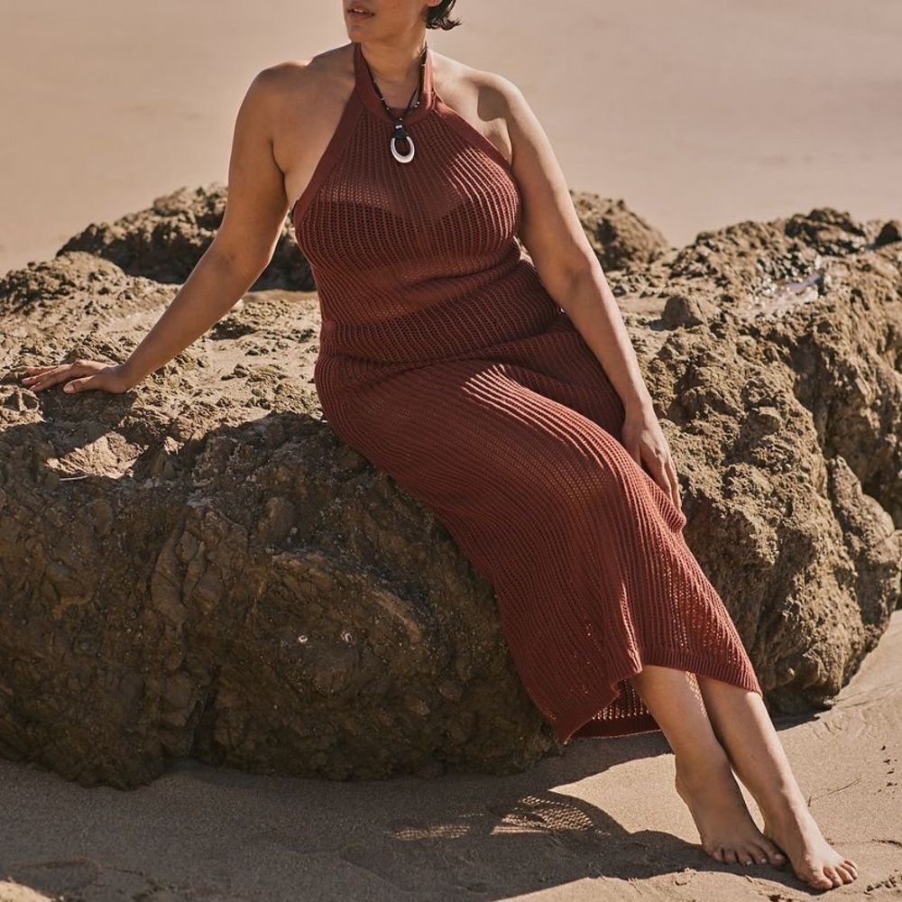 Beach Riot x Anthropologie Halter Crotchet Cover-Up Dress
